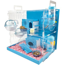 Load image into Gallery viewer, Blue Hamster House Large Size Acrylic Villa Double Guinea Pig Cage Small Pet for a Hamster Bservation Nest
