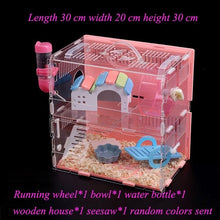 Load image into Gallery viewer, Blue Hamster House Large Size Acrylic Villa Double Guinea Pig Cage Small Pet for a Hamster Bservation Nest
