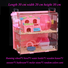 Load image into Gallery viewer, Blue Hamster House Large Size Acrylic Villa Double Guinea Pig Cage Small Pet for a Hamster Bservation Nest
